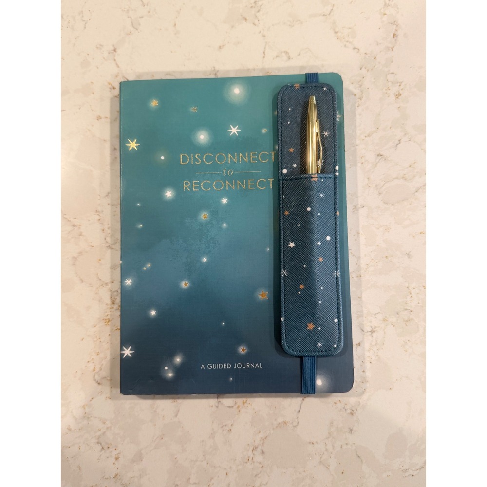 Disconnect to Reconnect Guided Journal Teal Celestial‎ Starry Notebook with Pen